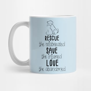 RESCUE SAVE LOVE (in black) Mug